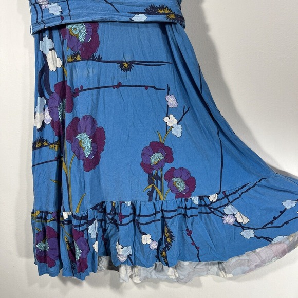 Free People Blue Floral Strapless Mini Dress Women's Small - Picture 6 of 12